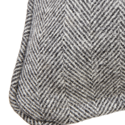 Pure Wool Herringbone Cushion in Grey