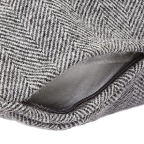 Pure Wool Herringbone Cushion in Grey